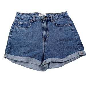 Primark Denim Co Shorts Womens 10 Blue Good High Waisted Cuffed Cotton